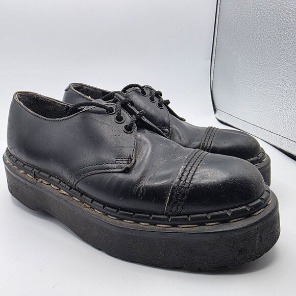 Gripfast Womens Black Platform Shoes Size 5 Made In England Leather Gothic - Picture 1 of 14